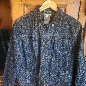 Jones Sport Indigo Denim Jacket with Light Blue Floral Motif